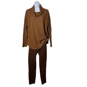 Maurices Bundle Brown SZ L Cowlneck Long Sleeve Tunic Top Waffle & Leggings *NWT